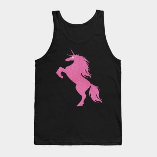 Pink Faux Glitter Magical Rearing Unicorn Tank Top